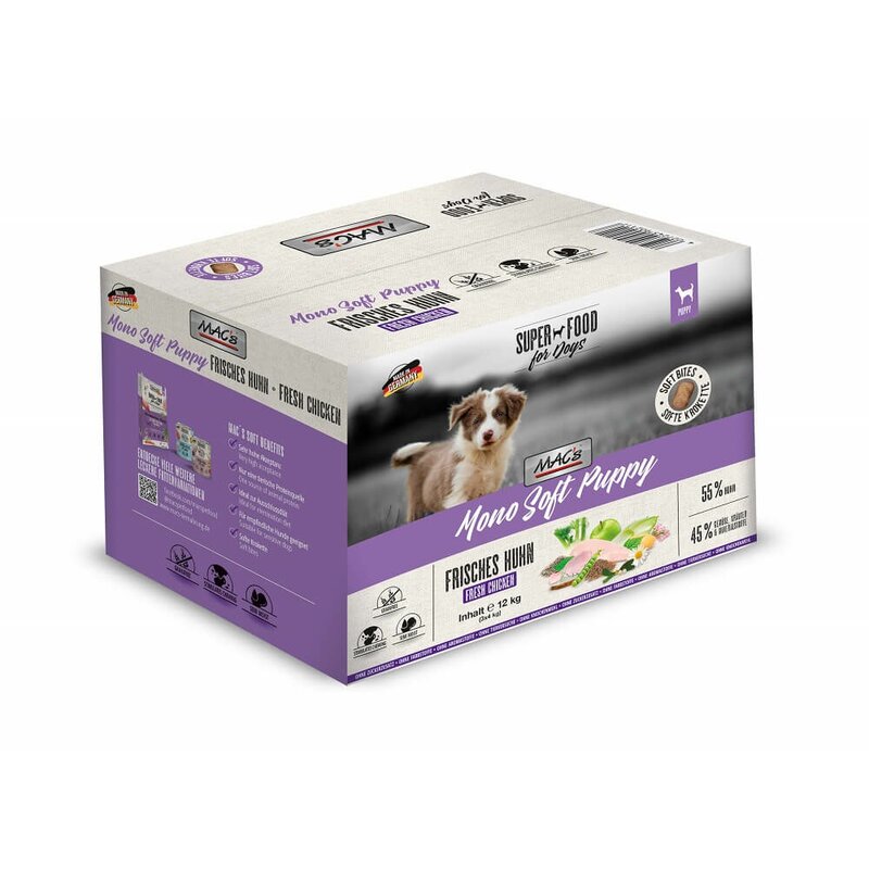 MAC's Mono Soft Puppy frisches Huhn 12 kg (3x4kg) (5,08 € pro 1 kg) von MAC's