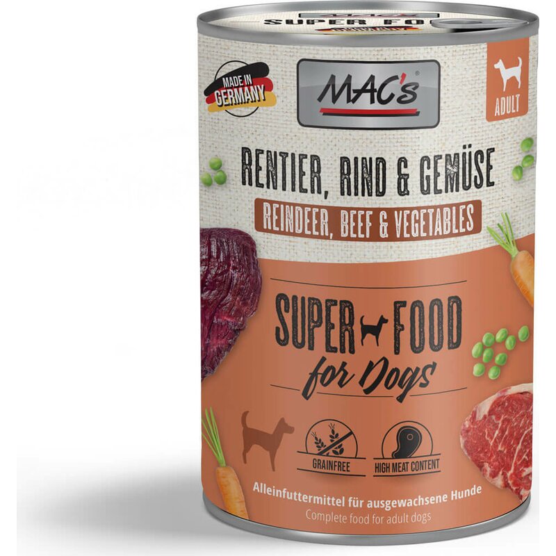 MAC's Dog Rentier, Rind & Gemüse - 400 g (5,23 € pro 1 kg) von MAC's