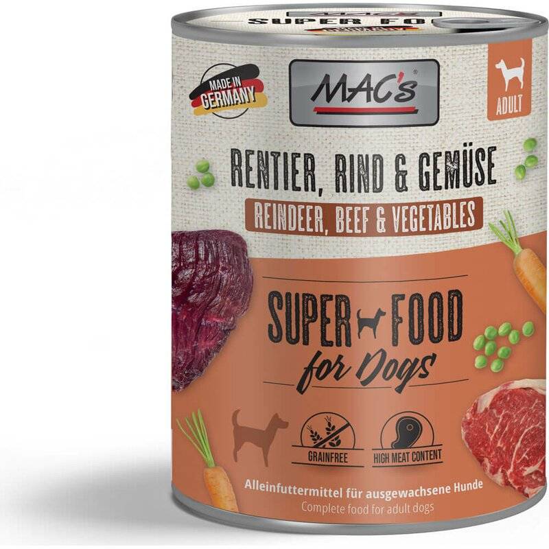 MAC's Dog Rentier, Rind & Gemüse - 800 g (4,49 € pro 1 kg) von MAC's