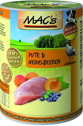 MAC's Dog mit Pute & Heidelbeeren (getreidefrei) 6 x 400 g von MAC's