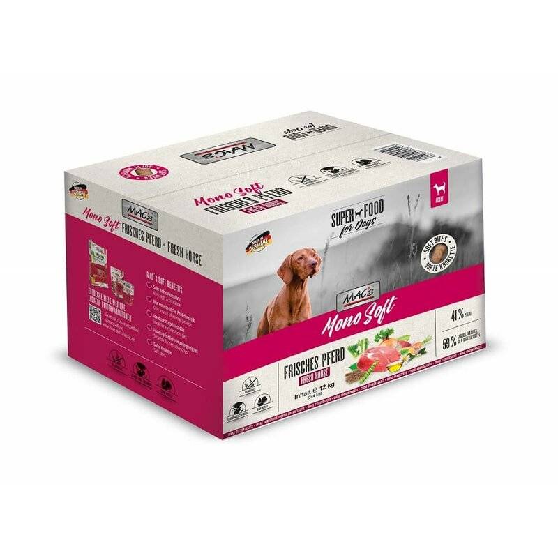 MAC's Mono Soft frisches Pferd 12 kg (3x4 kg) (6,08 € pro 1 kg) von MAC's