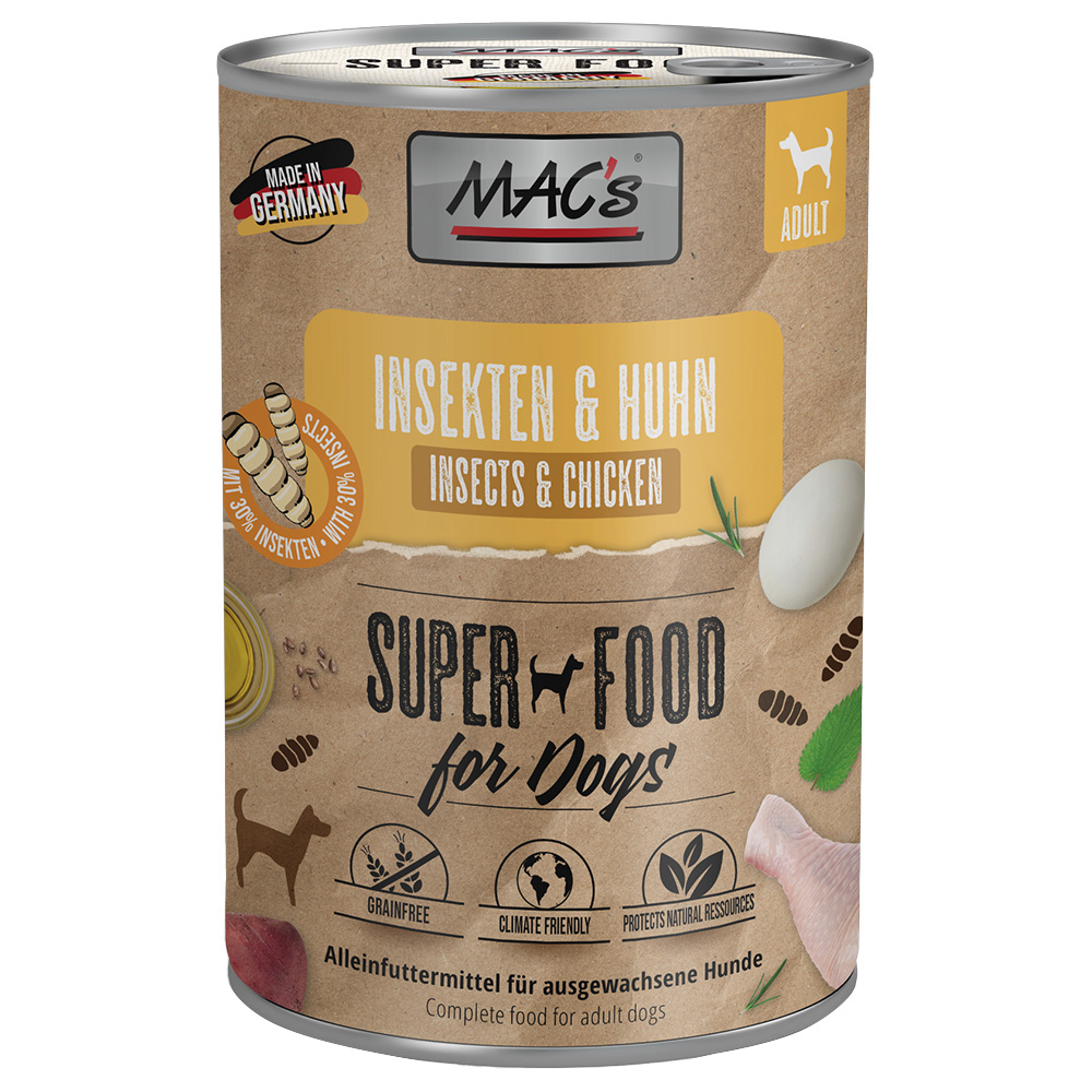 MAC's Nassfutter für Hunde mit Insekten 6 x 400 g - Insekten & Huhn von MAC's