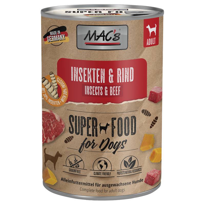 MAC's Nassfutter für Hunde mit Insekten 6 x 400 g - Insekten & Rind von MAC's