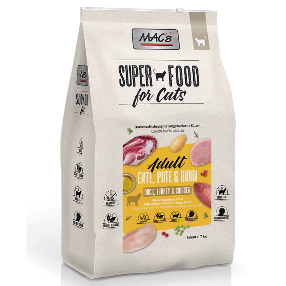 MAC's Superfood for Cats Adult Ente, Pute & Huhn Katzenfutter - 7 kg von MAC's