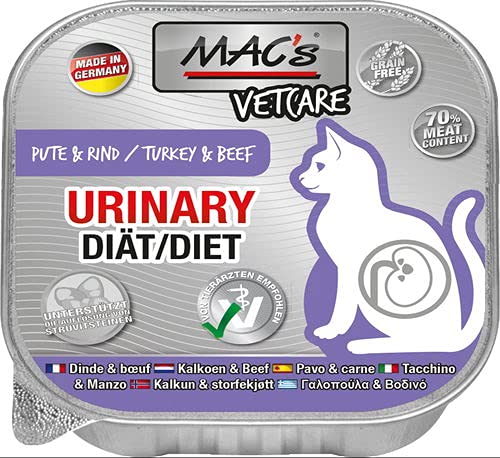 MAC's Cat VetCare Urinary Diät Pute & Rind - Getreidefrei 16 x 100g von MAC's