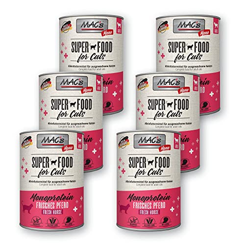 Mac's Cat Katzenfutter Mono Pferd Nassfutter Dosen 6x400g getreidefrei von MAC's