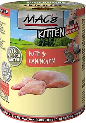 Mac's Katzenfutter getreidefrei Kitten Pute & Kaninchen, 400 g von MAC's