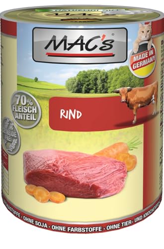 Mac's Katzenfutter getreidefrei Rind, 1 Packung mit 6 Dosen, 6x400 g von MAC's