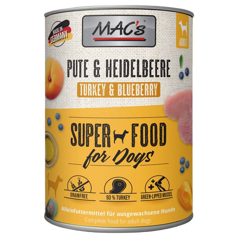 Sparpaket MAC's Adult 24 x 800 g - Pute & Heidelbeeren von MAC's