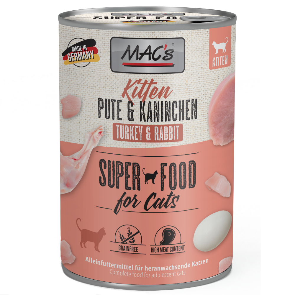 Sparpaket MAC´s Cat 24 x 400 g - Kitten (Pute & Kaninchen) von MAC's