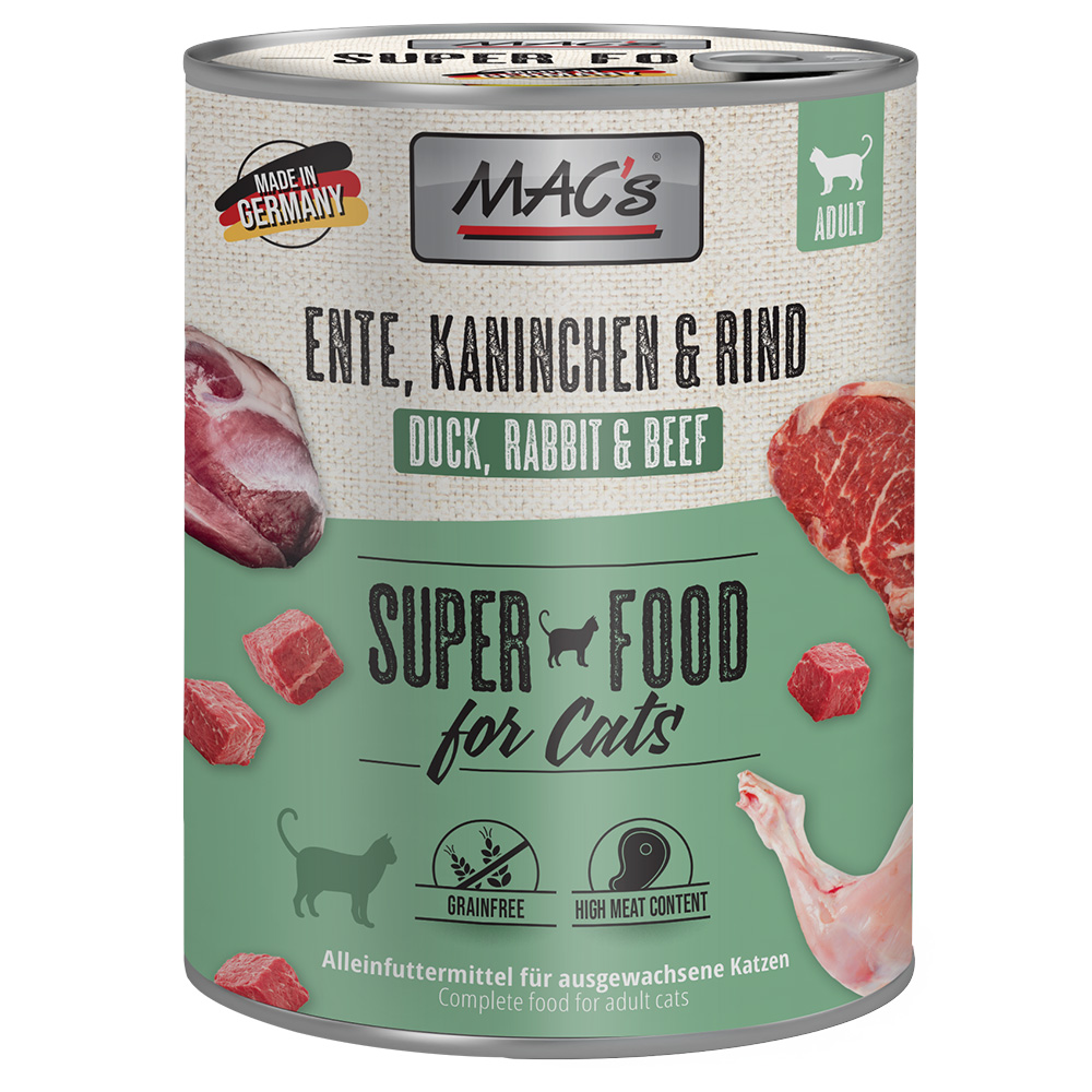 Sparpaket MAC´s Cat 24 x 800 g Katzenfutter - Ente, Kaninchen & Rind von MAC's