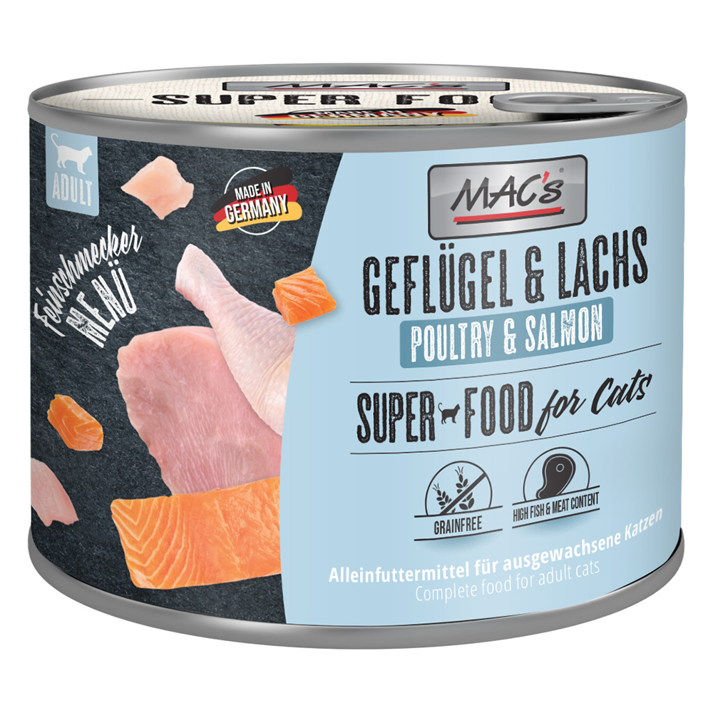 Sparpaket MAC´s Cat Feinschmecker 24 x 200 g - Geflügel & Lachs von MAC's