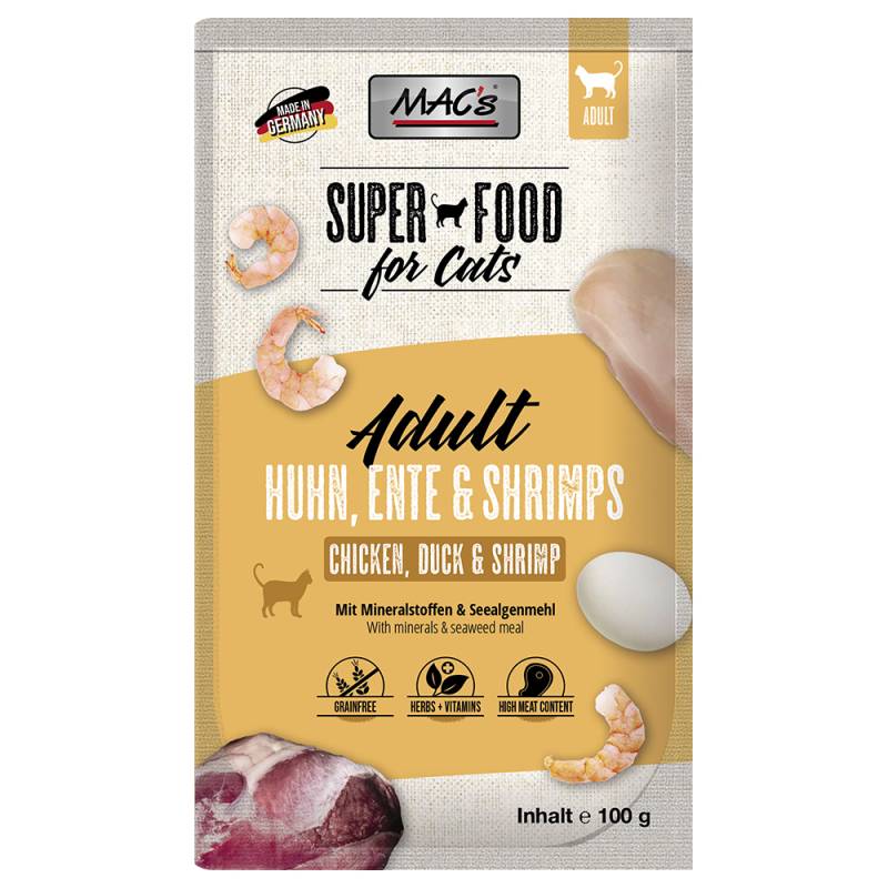 Sparpaket MAC´s Cat Pouch 24 x 100 g - Huhn, Ente & Shrimps von MAC's