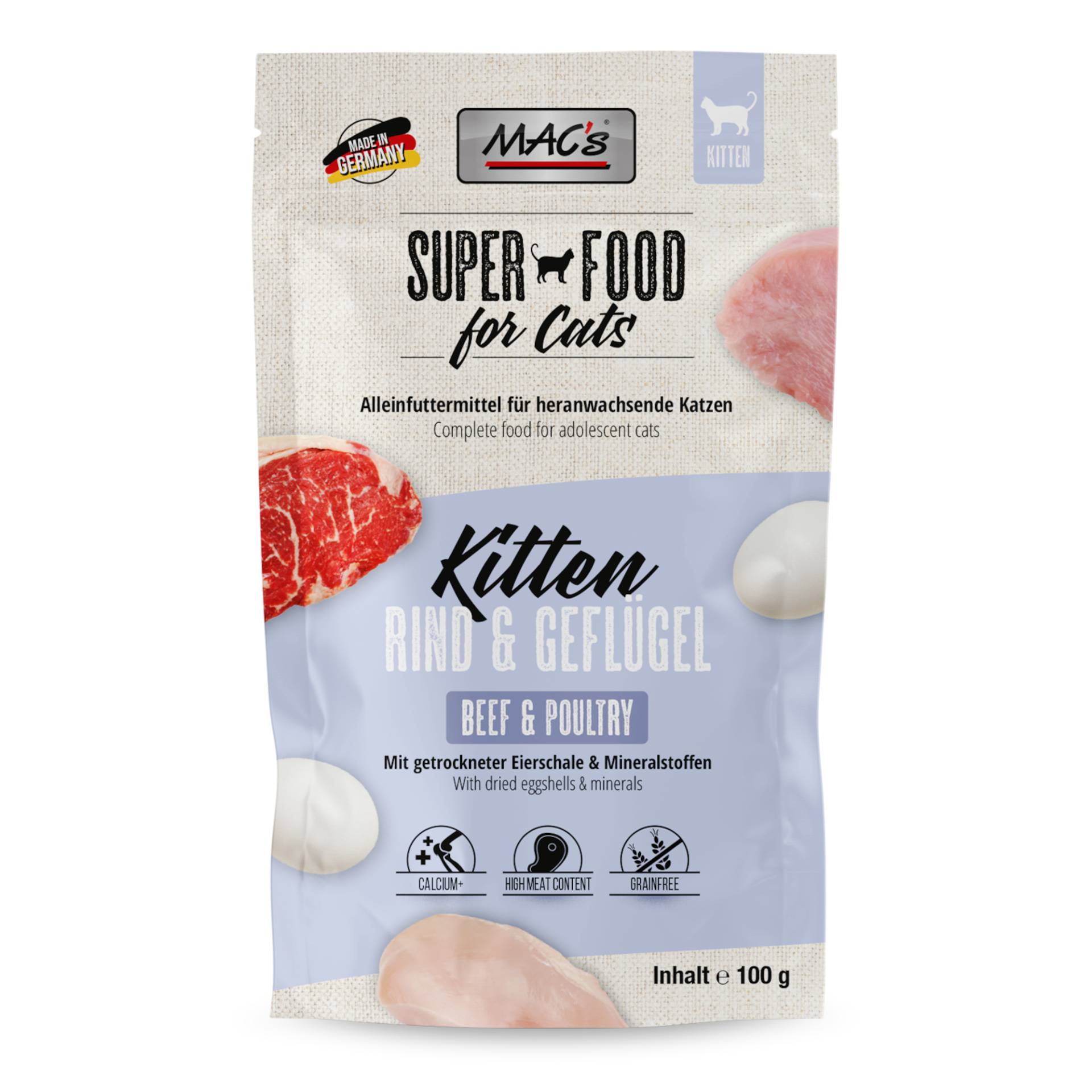 Sparpaket MAC's Cat Pouch Kitten 24 x 100 g - Rind & Geflügel Sparpaket MAC's Cat Pouch Kitten 24 x 100 g - Rind & Geflügel von MAC's