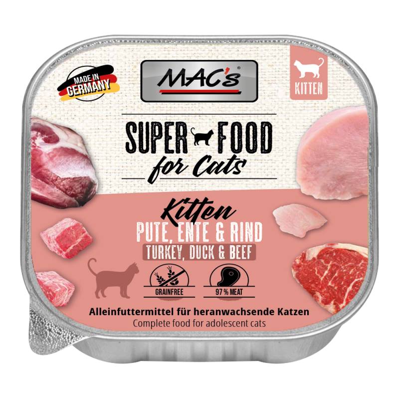 Sparpaket MAC's Cat Schale 32 x 100 g - Kitten Pute, Ente & Rind von MAC's