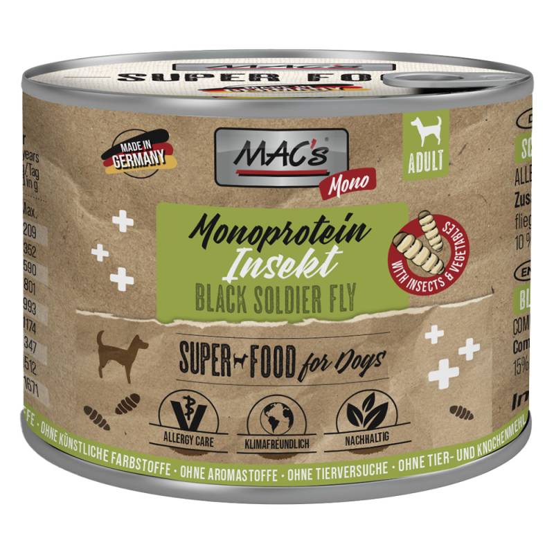 Sparpaket MAC's Monoprotein Insekten & Superfood 24 x 180 g - Schwarze Soldatenfliege (Hermetia illucens) von MAC's