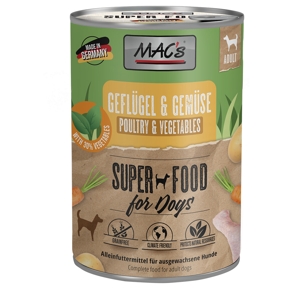 Sparpaket MAC's Nassfutter für Hunde 24 x 400 g   - Geflügel & Gemüse von MAC's