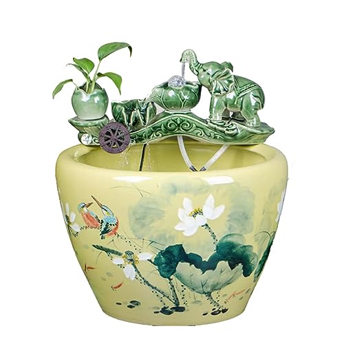 Fischschalen Aquarium Großes Keramik-Fließwasser-Aquarium, Balkon-Wassertank, Landschaftsbau, Wasserzirkulation, Büro, Wohnzimmer, Aquarium Mittelstücke Vase (Size : 41cm) von MACIUM