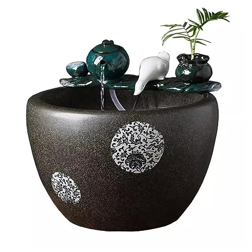 Fischschalen Aquarium Keramik Fließendes Wasser Aquarium Dekoration Büro Wohnzimmer Boden Zirkulierendes Wasser Garten Aquarium Mittelstücke Vase (Size : 52cm) von MACIUM