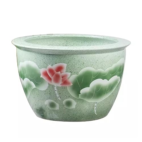 Fischschalen Aquarium Keramik Lotus Seerose Goldfisch Tank Großes Wasser Blumenbecken Wohnzimmer Balkon Innenhof Aquarium Mittelstücke Vase (Size : 42cm) von MACIUM