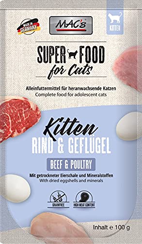 MAC's Cat Pouch Pack Kitten Rind & Geflügel (getreidefrei) 12 x 100 g von MACs