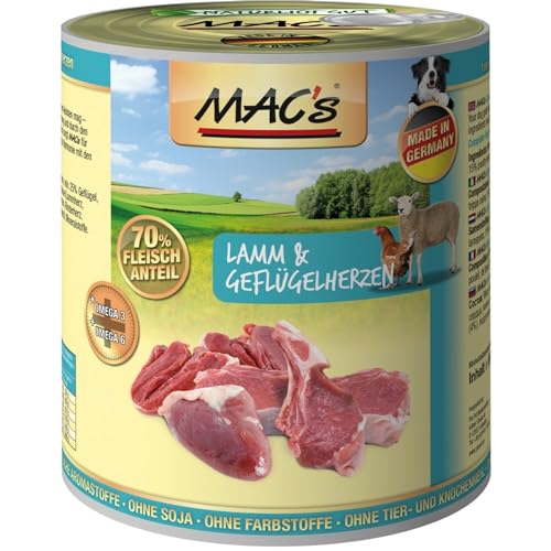 MAC's Dog mit Lamm & Geflügelherzen ( getreidefrei ) 6 x 800 g von MAC's