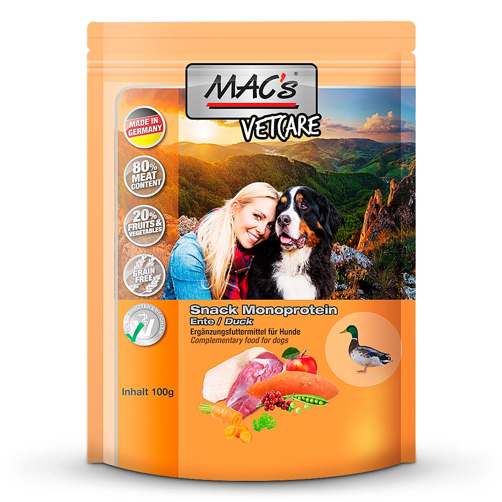 MACs | Ente | DOG Mono Snack | 9 x 100 g von MACs