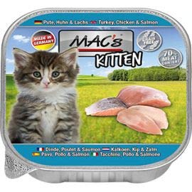 MACs Kitten Pute, Huhn, Lachs | 16x 85g Katzenfutter nass von MAC's