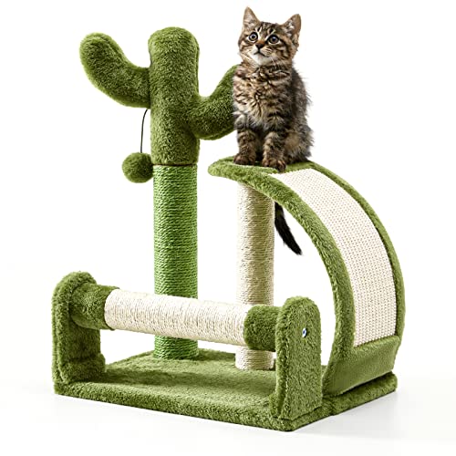 Made4Pets Katzenkratzbaum, Kaktus Katzenbaum für Indoor Katzen, Katzenkratzbaum mit natürlichem Sisalseil, vertikales grünes Katzenspielzeug mit baumelnden Bällen für kleine Katzen und Kätzchen von MADE 4 PETS