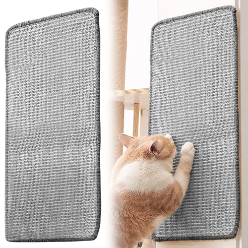 MAFKL 2 Stück Kratzmatte Katze: 25x50cm Sisal Kratzbretter Katze, Katze Kratzbrett Wand Kratzschutz Katzenkratzmatte, Sisal Kratzteppich Katze für Schützt Teppiche, Sofa, Möbel - Grau von MAFKL