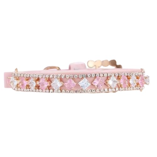 Haustierhalsband, niedliches und stilvolles Hunde- und Katzenhalsband für kleine Hunde und Kätzchen, Größe S-XS verstellbar (rosa Kristall) von MAGGIE & ME PREMIUM PET SUPPLIES