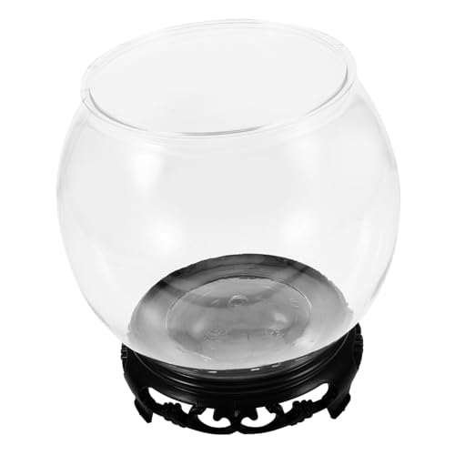 MAGICLULU 1 Satz transparentes rundes Aquarium Bürodekoration Fisch nanoaquarium Cloche-Glaskuppel Betta-Aquarium Ornament Fischglas lebender Fischbehälter Mittel mit Basis Zierbecken von MAGICLULU