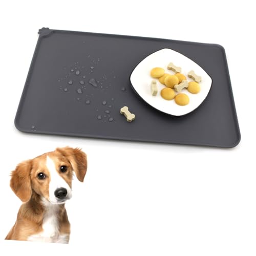 MAGICLULU Haustierfuttermatte hundenapf unterlage Hunde napfunterlage Matte für katzennapf Katzen napfunterlage Tischset zum Füttern von Hunden Haustier Tischset Black von MAGICLULU