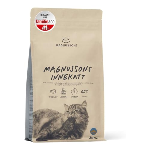 MAGNUSSONs Innekatt (1 x 0,8kg) | Katzentrockenfutter für Erwachsene Hauskatzen mit geringem Energiebedarf | 65% Fleischanteil | Ofengebacken von MAGNUSSONs