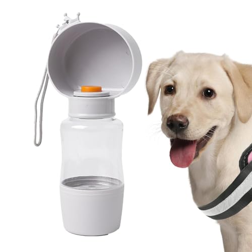 MAIDONG Hundewasserflasche - 400-ml-Reisenapf-Wasserflasche mit abnehmbarem Umhängeband - Futtermittel für Hunde zum Wandern, Reisen, Camping, Spazierengehen, Picknicken von MAIDONG
