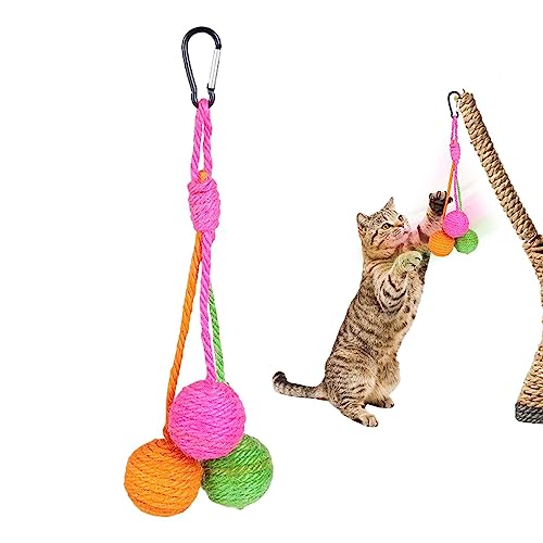 MAIDONG Katzenspielzeug Sisalball,Kätzchenspielzeug Sisalball | Tragbares und interaktives Katzen-Sisal-Seilballspielzeug, rollender Ball, Kratzkatzenspielzeug für Haustiere, Katzen, Welpen von MAIDONG
