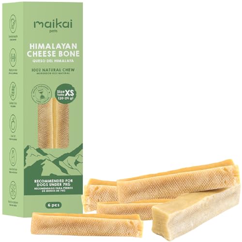 MAIKAI® Kauknochen für Hunde - Käse - Hartkäse aus Yakmilch - Langlebiger Kaustab - Hundeleckerli - Kauartikel zur Zahnpflege (XS (6U)) von MAIKAI