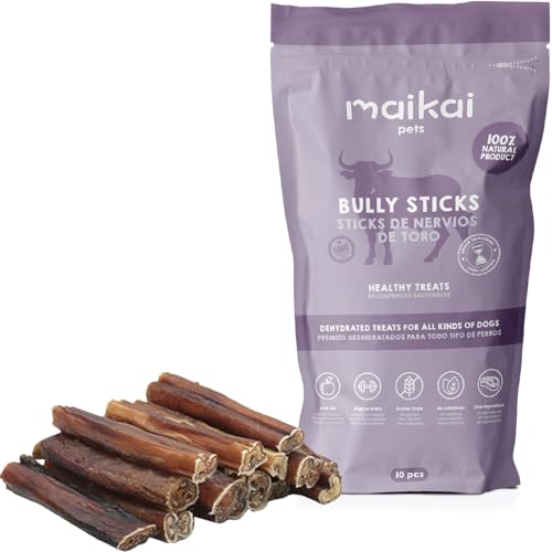 MAIKAI Hundeleckerlis - Getrocknete Stiernerven 10er Pack Stück - Hundesnacks - 100% Natürliche Snacks - Barf-Diät - Fettarme Knochen - Leckerlis für Hunde von MAIKAI