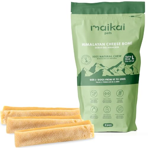 MAIKAI® Kauknochen für Hunde - Käse - Hartkäse aus Yakmilch - Langlebiger Kaustab - Hundeleckerli - Kauartikel zur Zahnpflege (L (3U)) von MAIKAI