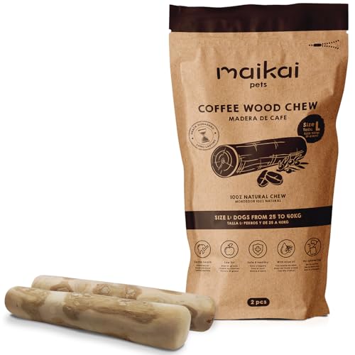 MAIKAI Natürliches Kaffeeholz für Hunde I Holzknochen - Kaustange -Kauknochen - Zahnpflege (L (2er Pack)) von MAIKAI