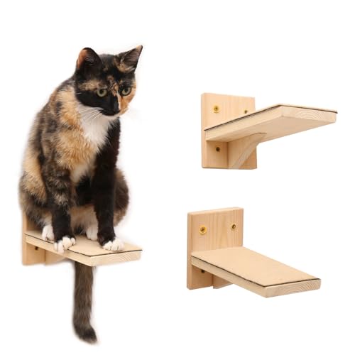 3 Pack Katzenwandregale, Katzen Wandstufen, Katzenregale für Wand, Katzenkletterregale Katzenregal Katzentreppe für Wand Katze Wandmöbel Wandmontage für große Katzen Indoor von MAIKERDER