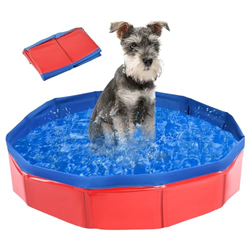 MAIROX Hunde Pool, Hunde Planschbecken, Faltbarer Pool für Hund und Katze, Hundebadewanne, Hundepool Klein, Hundepool fur Große Hunde, Bademuschel für Hunde mit Wasserablassventil (50 x 8 cm) von MAIROX