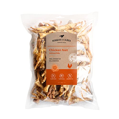 Hühnerfüsse Für Hunde 1kg/2kg GETREIDEFREIE Hermann & Glück Premium Natural Hundeleckerli Mundhygiene Kausnacks Für Hunde Hundesnacks Getrocknete Hühnerfüße für Hunde Hühnerfuß von MAMOI