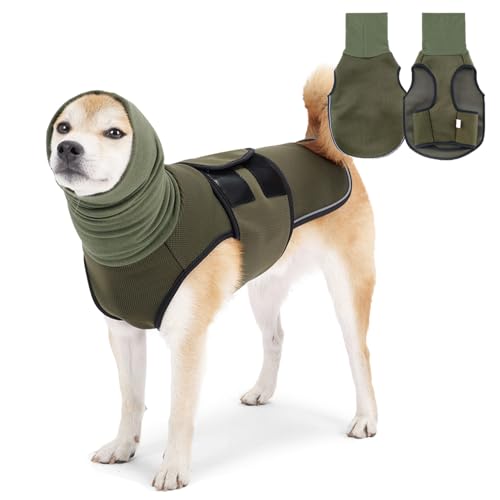 Beruhigende Hunde-Kapuzenweste, atmungsaktive Angstjacke mit Kopfbedeckung für Angstlinderung und Ohrenschutz, verstellbares Geschirr mit weichem Kapuzenpullover für Hunde, Gren, Größe XXL von MAMORE