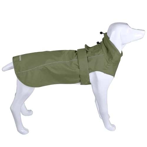 Verstellbarer wasserdichter Hunde-Regenmantel für Hunde, leichte Haustier-Regenjacke, Welpenbekleidung mit reflektierenden Streifen für kleine, mittelgroße und große Hunde (Armgrün, Größe S) von MAMORE