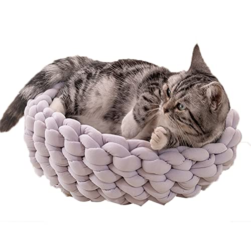 Katzen Beruhigendes Bett Hundebett Donut Kuscheltier Welpen Kätzchen Bett waschbares Haustier Webnest Haustierbett Lila Durchmesser 40cm von MANBOZIXi