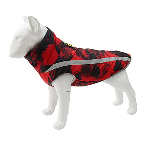 MANBOZIXi Hunde Jacke Reflektierend wasserdichte Hunde-Winterjacke, Hundemäntel Warm Jacke für Klein Mittel und Große Hunde, Schwarz/Rot XL von MANBOZIXi