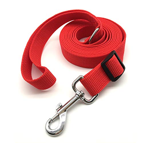 MANDAO Verstellbare Hundeleine, Nylon, für mittelgroße und große Hunde, 1,8 m, 2,4 m, 3 m, Rot von MANDAO