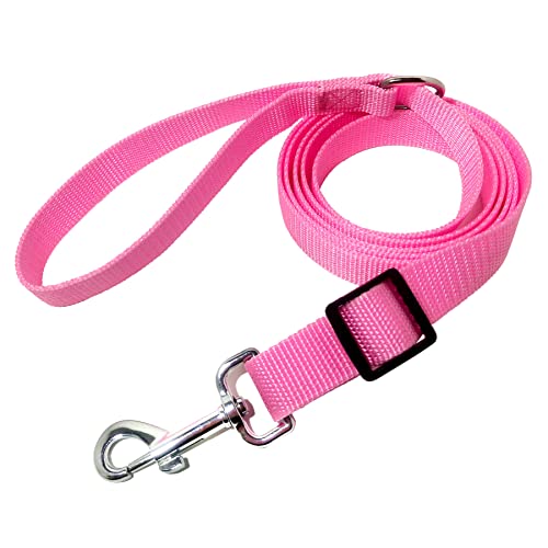 Verstellbare Hundeleine, Nylon, für mittelgroße und große Hunde (1,8 m, Rosa) von MANDAO