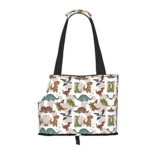 Hundetragetasche, Dinosaurier-Muster, bedruckt, leicht, vielseitig einsetzbar, tragbar, weich, Tier, bequeme Taschen für kleine Haustiere von MANLUU